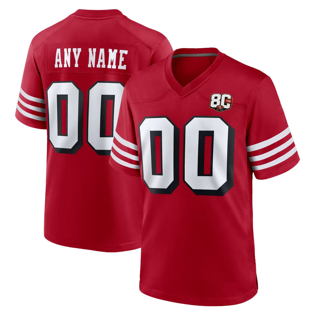 Kdoa Custom SF.49ers Red Limited Alternate 80th Vapor Home Game Any Name & Numbers Stitched Jerseys