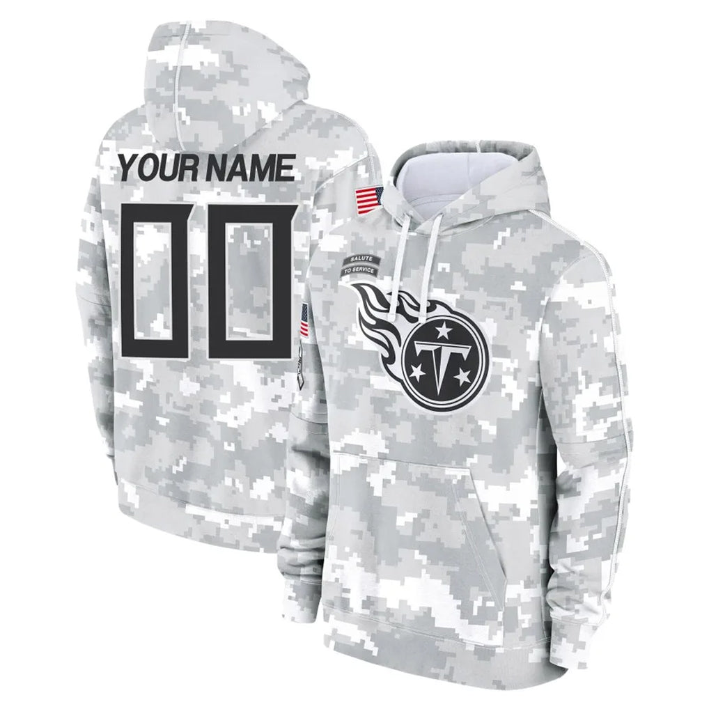 Kdoa Custom T.Titans Camo Arctic Salute to Service Pullover Hoodies Home Game Any Name & Numbers Stitched Jerseys