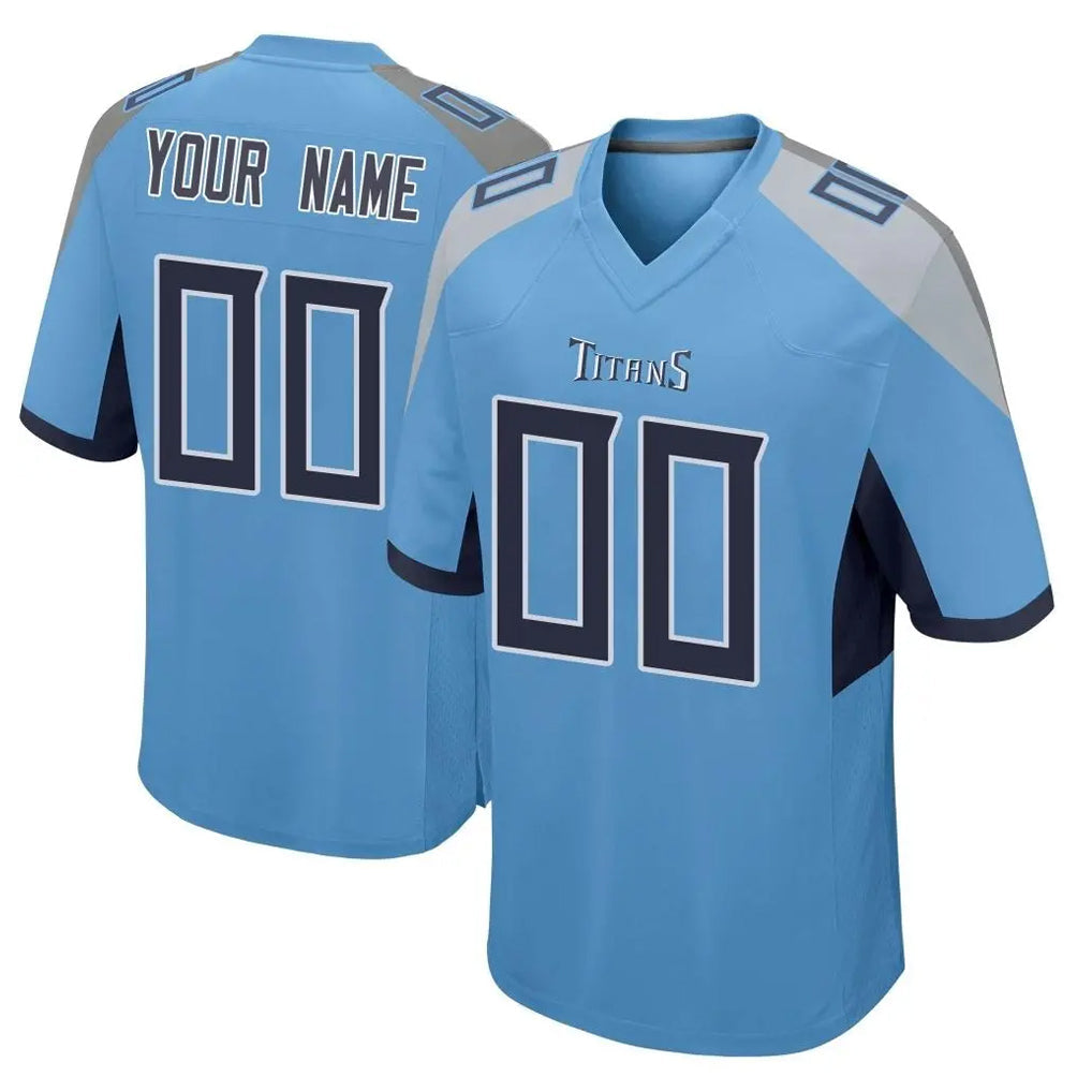 Kdoa Custom T.Titans Light Blue Home Game Any Name & Numbers Stitched Jerseys
