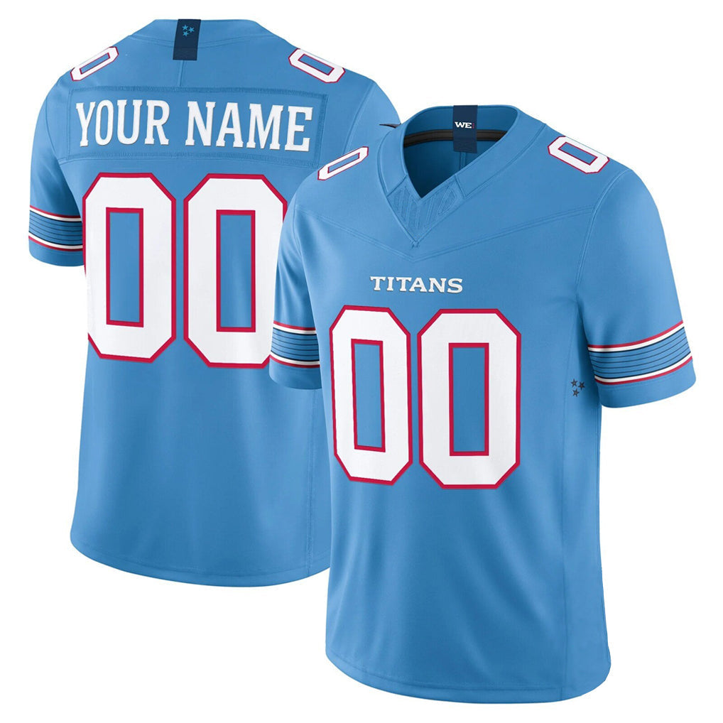 Kdoa Custom T.Titans Light Blue Team Vapor F.U.S.E. Limited Home Game Any Name & Numbers Stitched Jerseys