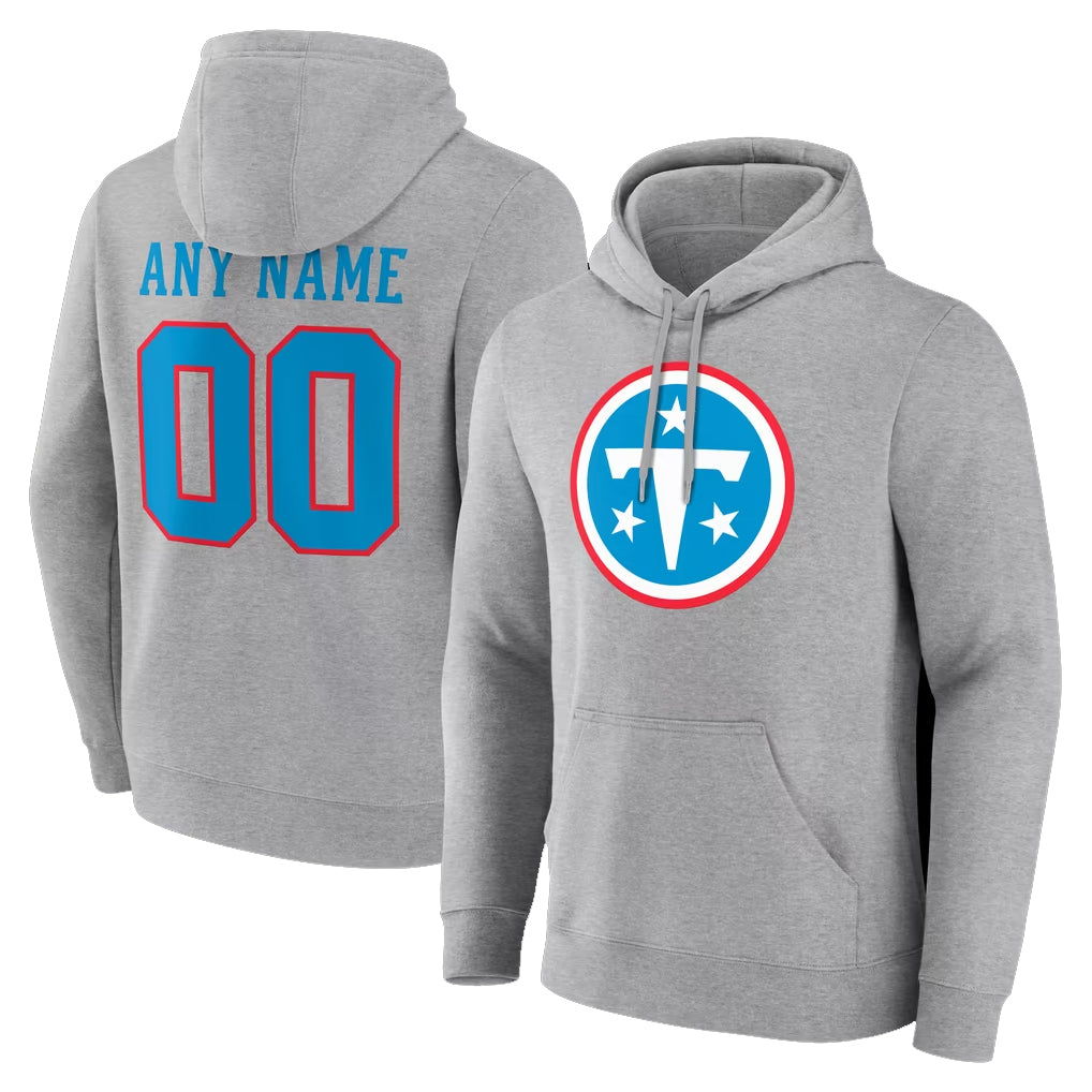 Kdoa Custom T.Titans Light Gray LOGO Pullover Hoodies Home Game Any Name & Numbers Stitched Jerseys