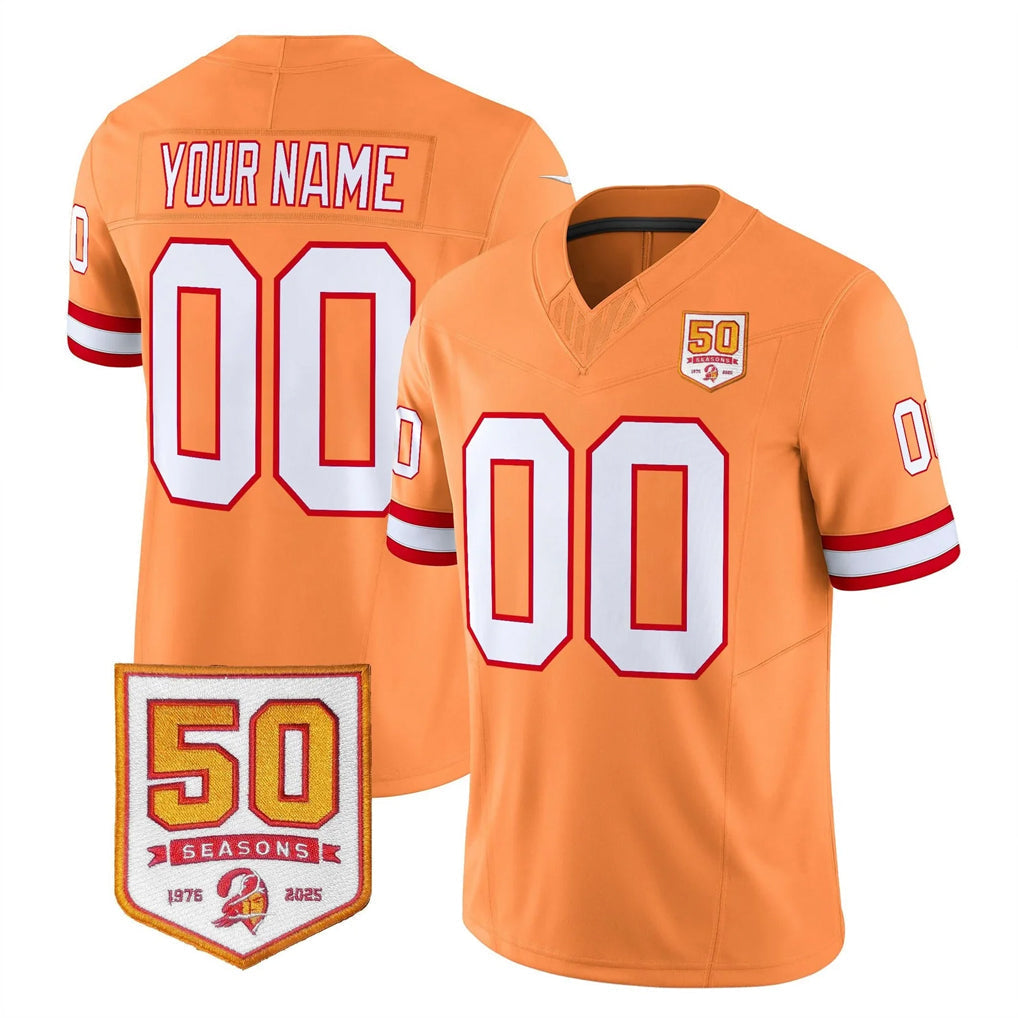 Kdoa Custom TB.Buccaneers 76' Orange 50th Season Vapor Limited Home Game Any Name & Numbers Stitched Jerseys