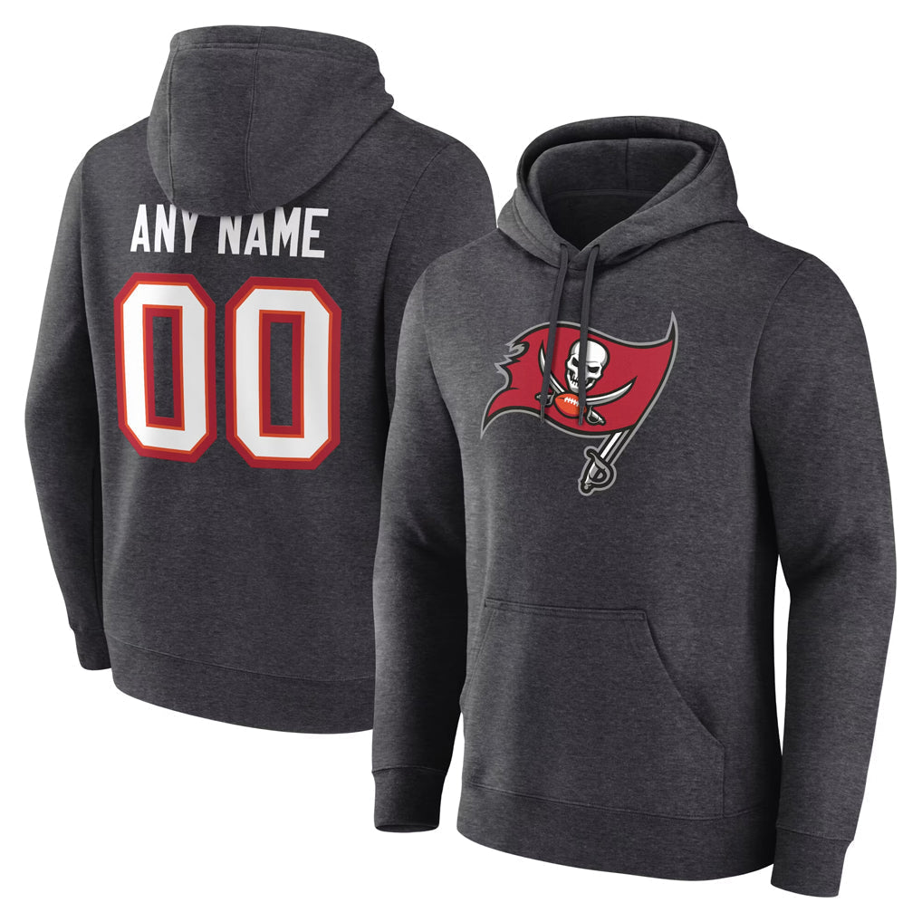 Kdoa Custom TB.Buccaneers Gray LOGO Pullover Hoodie Home Game Any Name & Numbers Stitched Jerseys