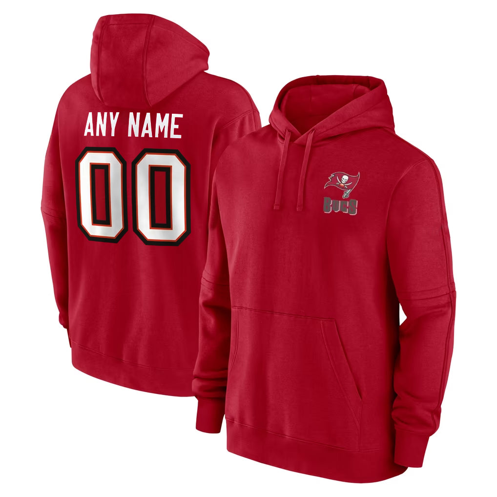 Kdoa Custom TB.Buccaneers Red LOGO Pullover Hoodie Home Game Any Name & Numbers Stitched Jerseys