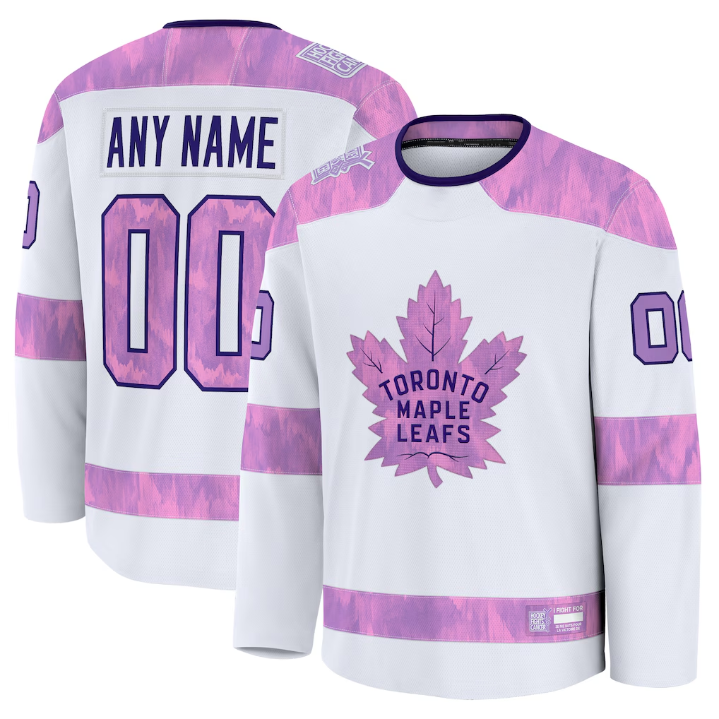 Kdoa Custom T.Maple Leafs White 2024 Hockey Fights Cancer Practice Jerseys
