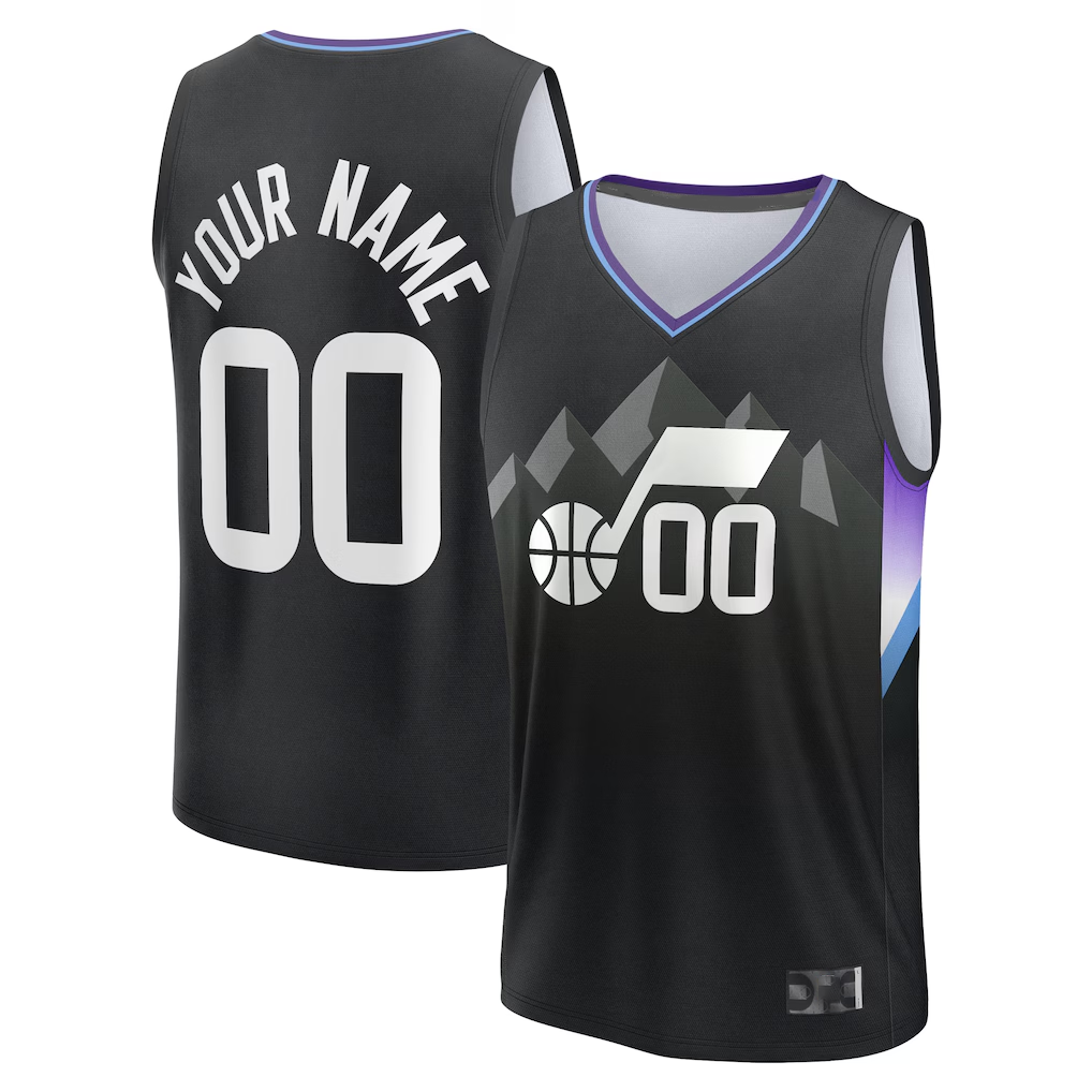 Kdoa Custom U.Jazz Fanatics Black Fast Break Jerseys - Statement Editio