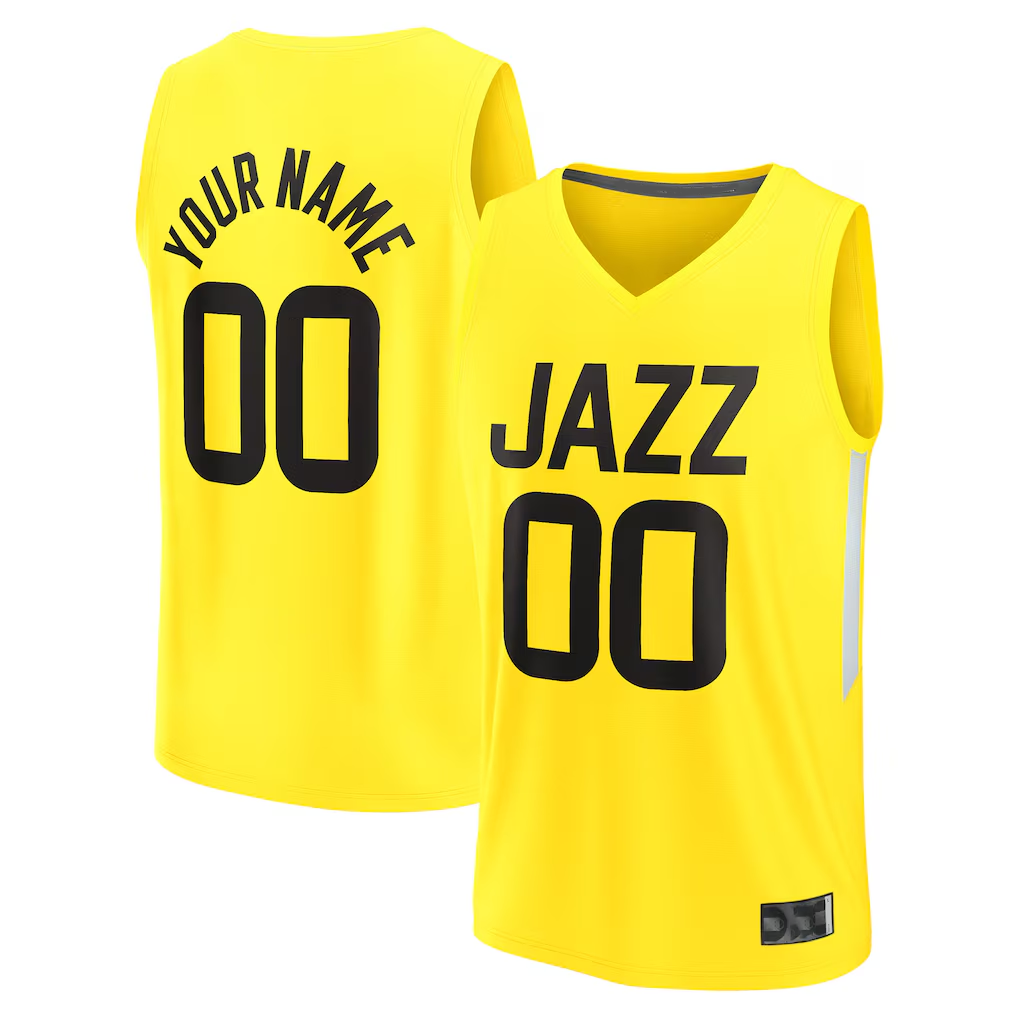 Kdoa Custom U.Jazz Fanatics Yellow Fast Break Replica Jerseys - Icon Edition