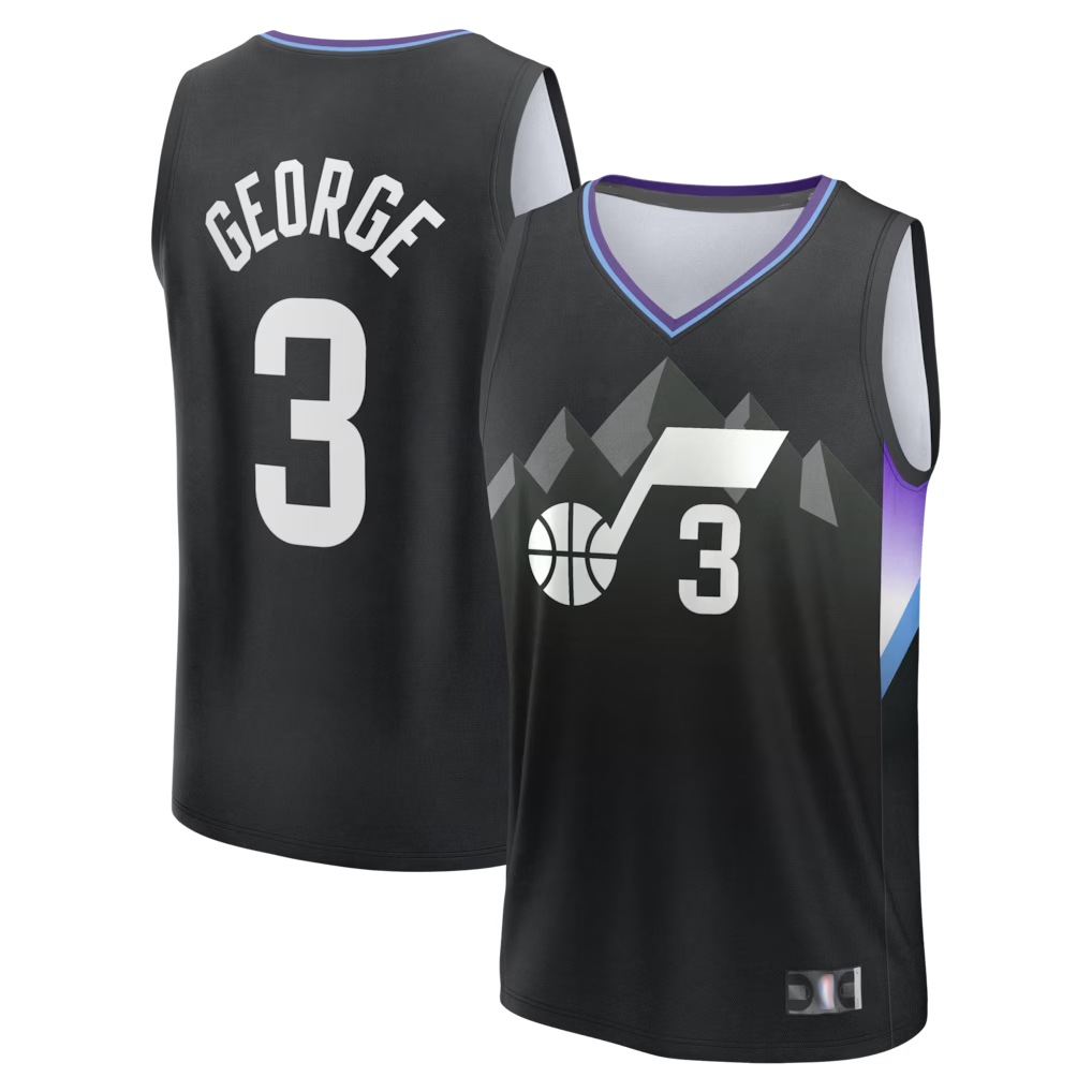 Kdoa U.Jazz #3 Keyonte George Fanatics Black Fast Break Replica Jerseys - Statement Edition