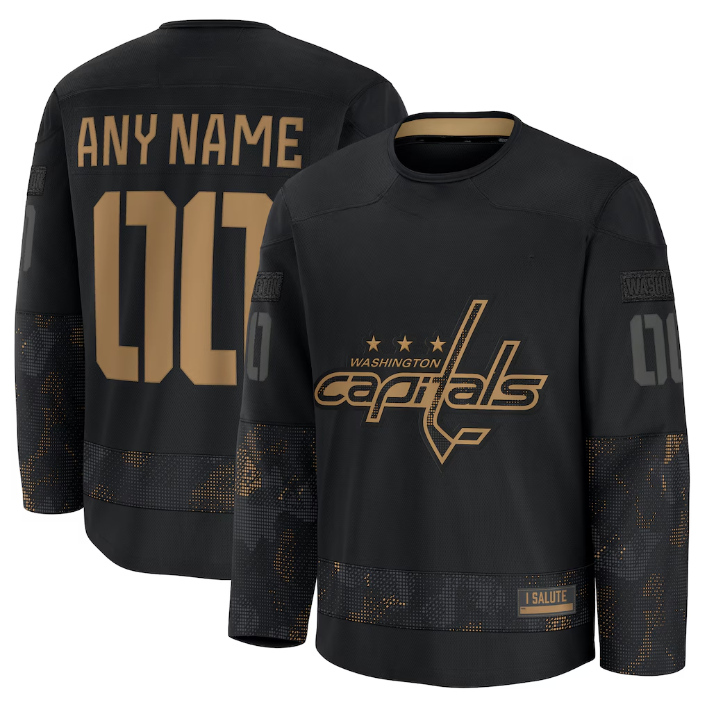 Kdoa Custom W.Capitals Black 2024 Military Appreciation Practice Jerseys