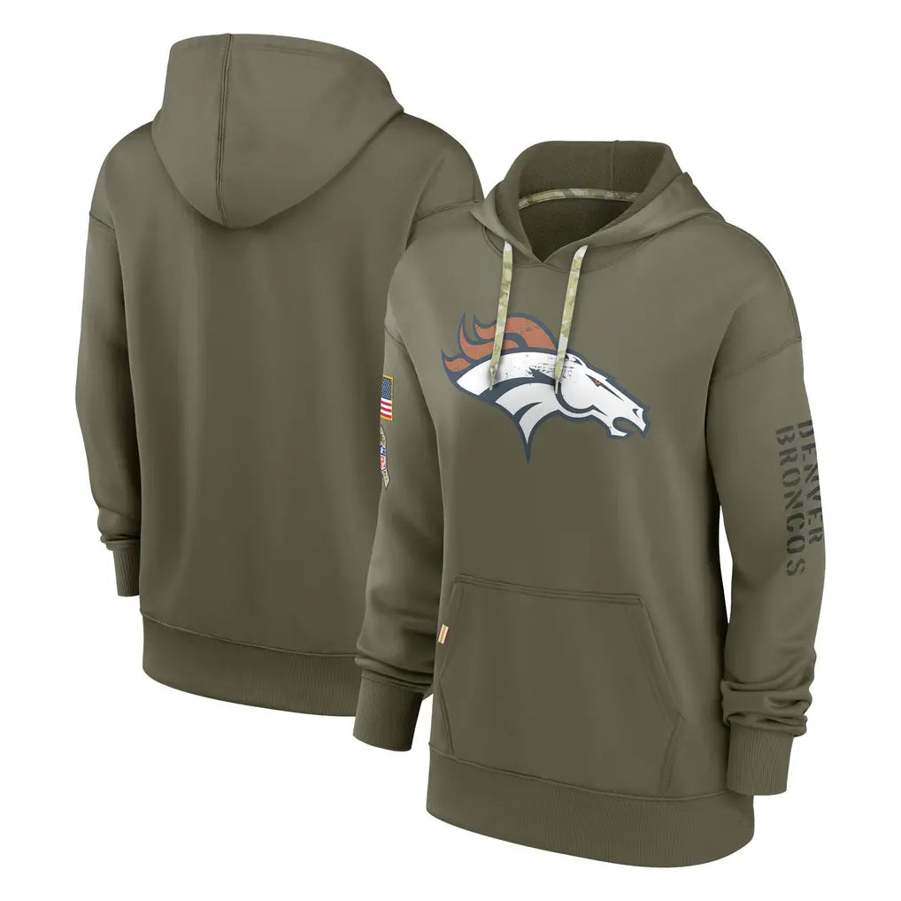 Kdoa D.Broncos Olive Salute to Service Pullover Hoodies Limited Blank Player Stitched Jerseys