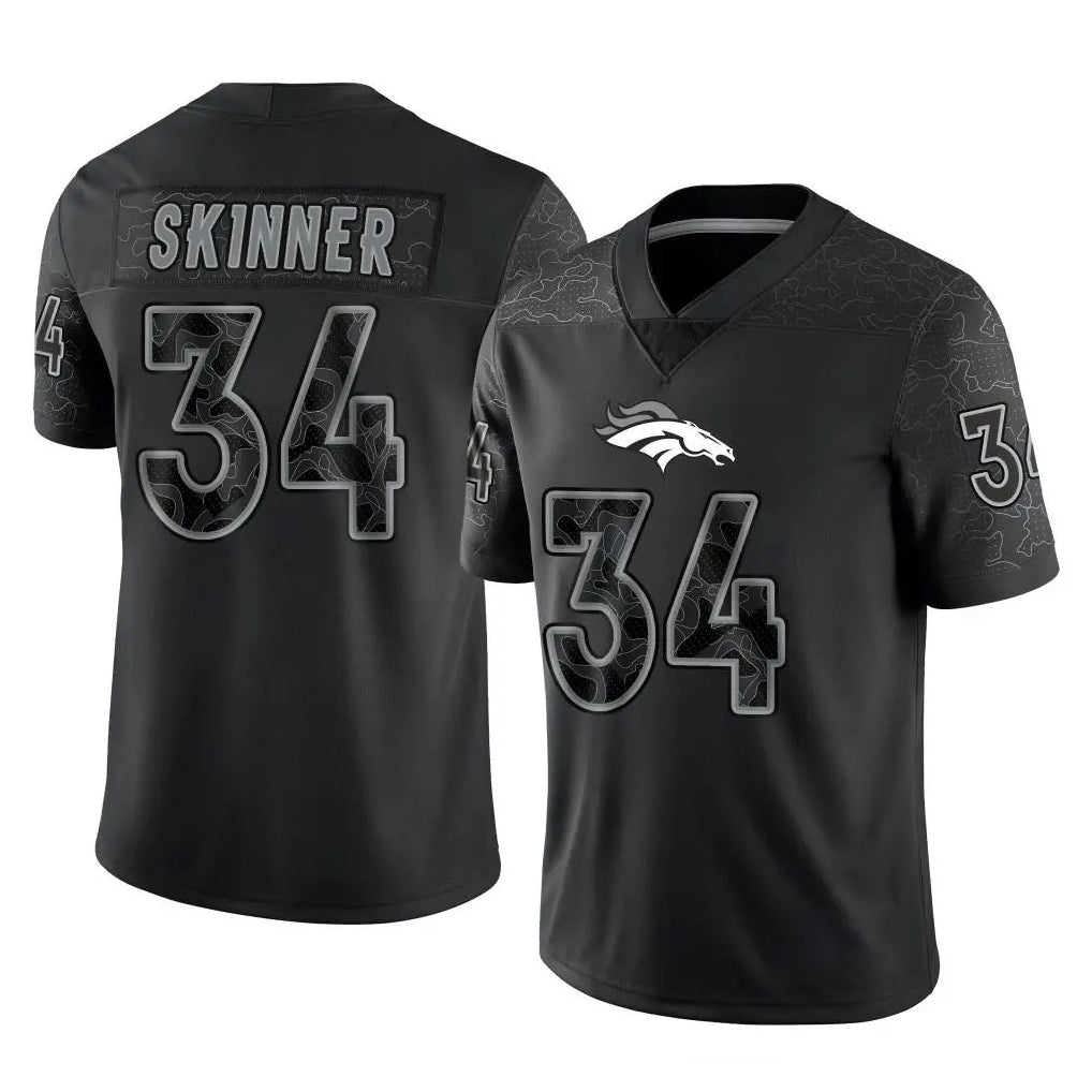 Kdoa D.Broncos #34 JL Skinner Player Black Reflective Limited Stitched Jerseys