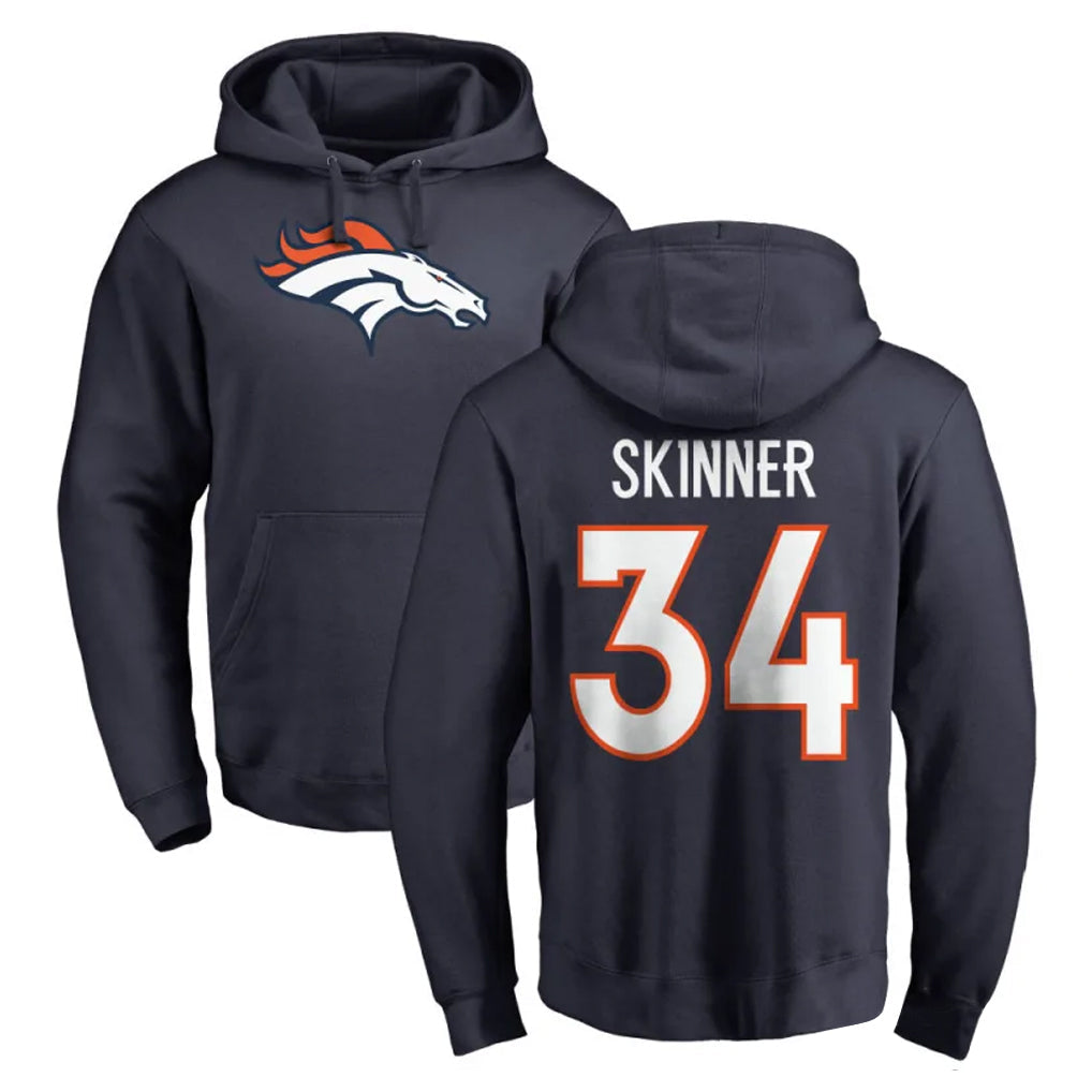 Kdoa D.Broncos #34 JL Skinner Player Navy Pullover Hoodie Limited Stitched Jerseys