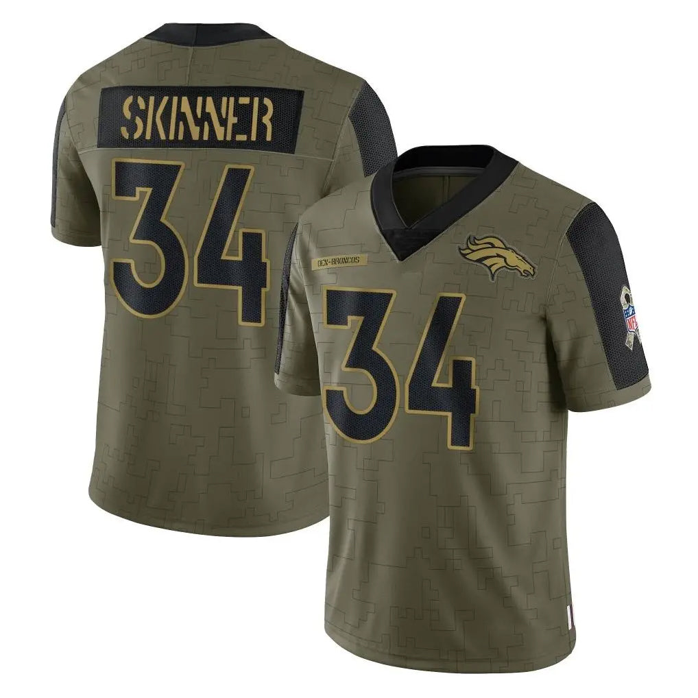 Kdoa D.Broncos #34 JL Skinner Player Olive Salute To Service Limited Game Stitched Jerseys
