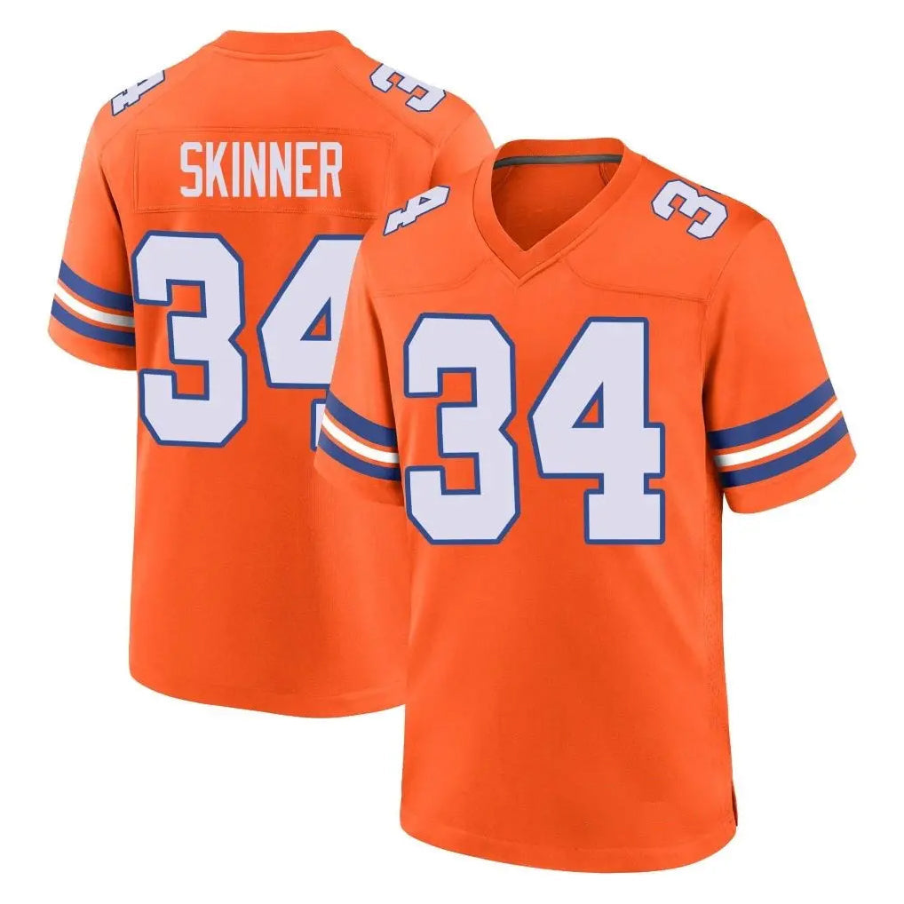 Kdoa D.Broncos #34 JL Skinner Player Orange Alternate Collection Throwback Game Stitched Jerseys