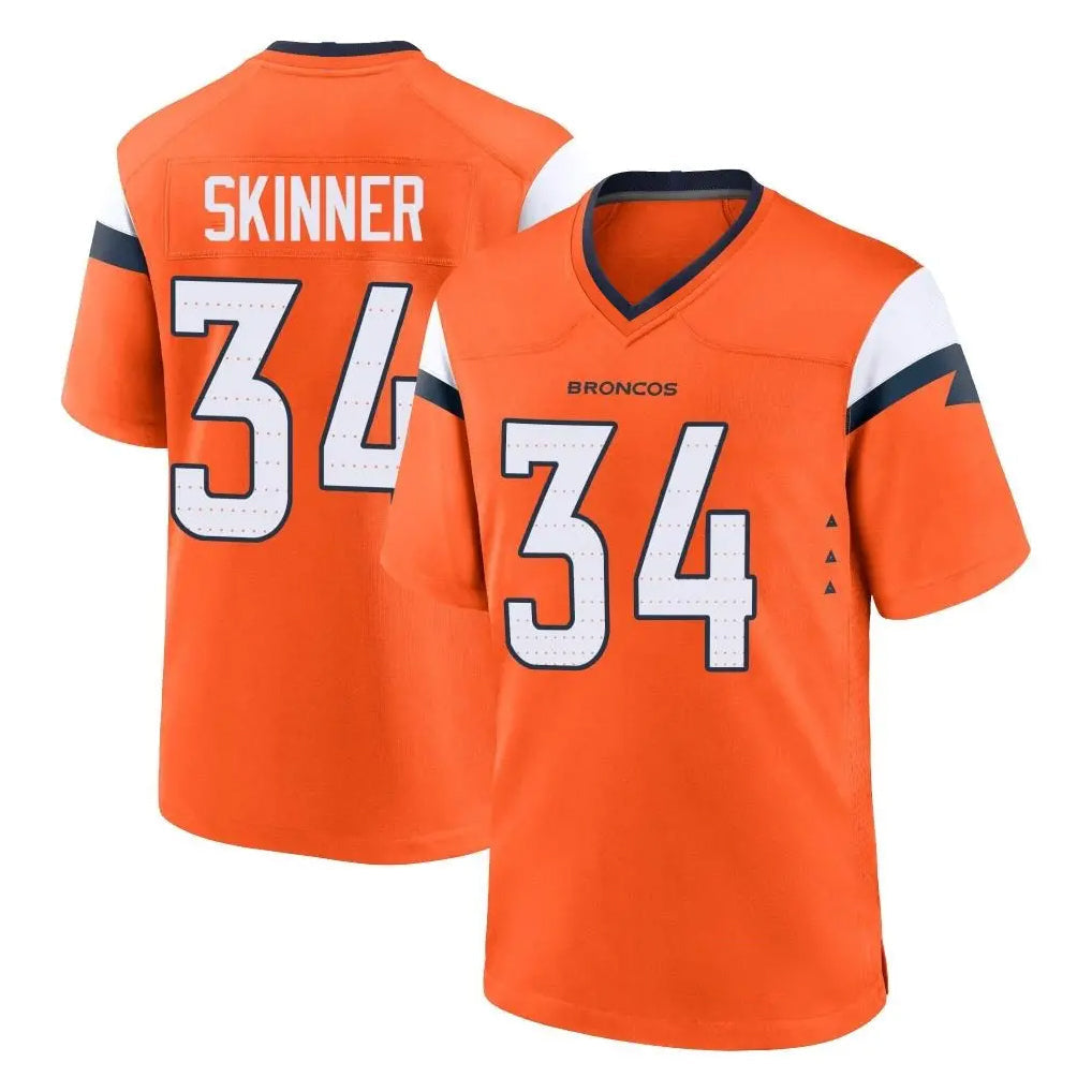 Kdoa D.Broncos #34 JL Skinner Player Orange Home Game Stitched Jerseys