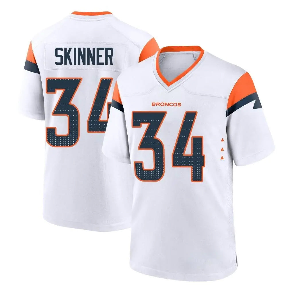 Kdoa D.Broncos #34 JL Skinner Player White Home Game Stitched Jerseys