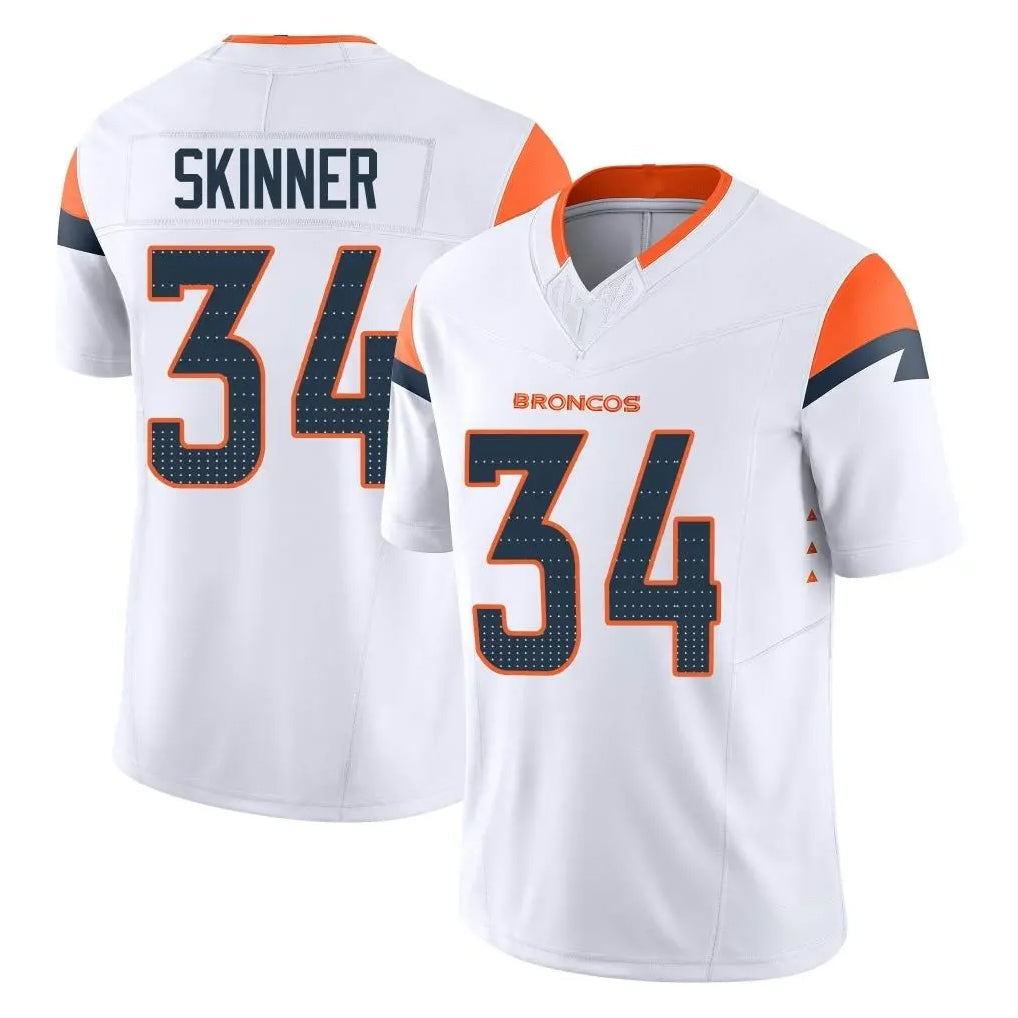 Kdoa D.Broncos #34 JL Skinner Player White Limited Vapor F.U.S.E. Home Game Stitched Jerseys