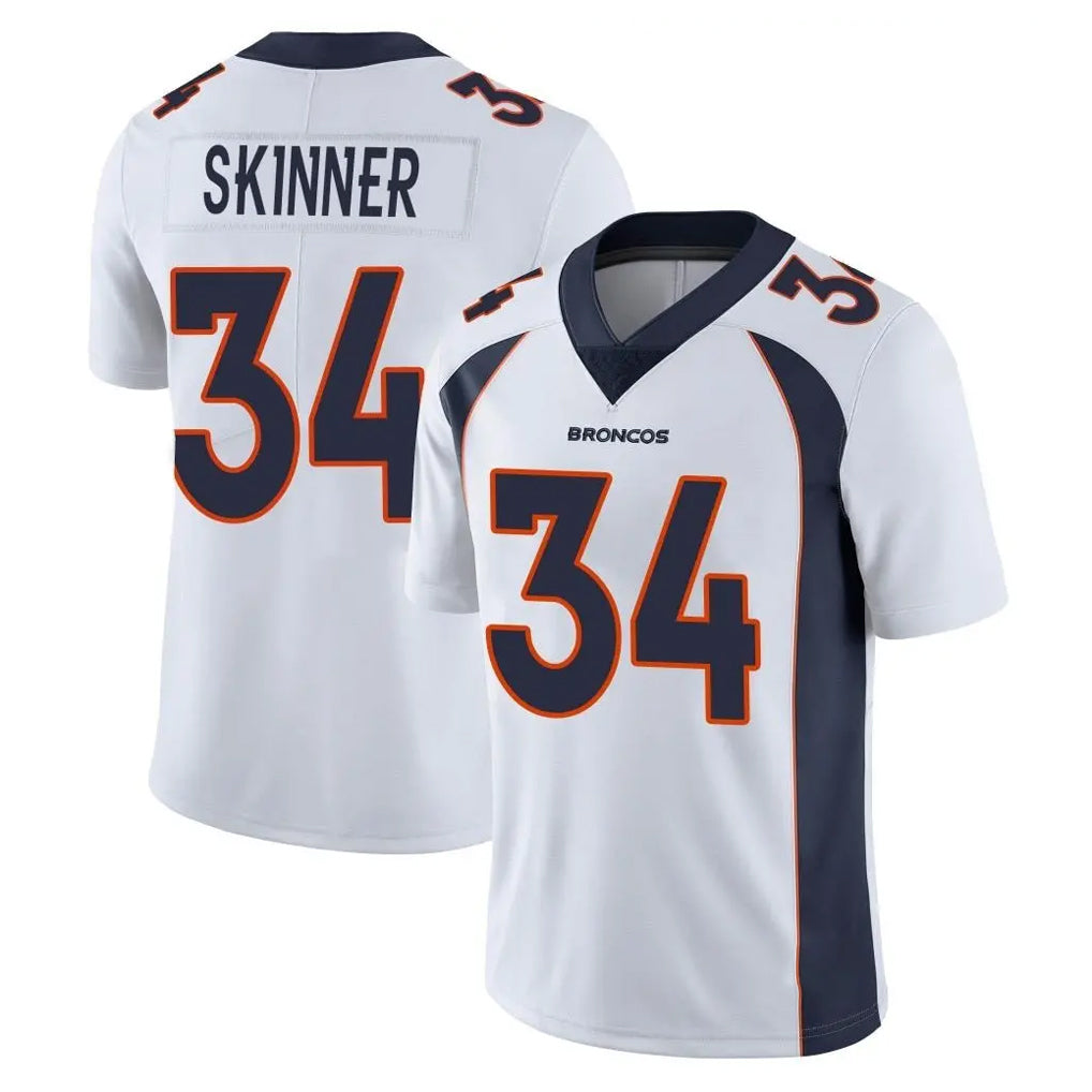 Kdoa D.Broncos #34 JL Skinner Player White Vapor Untouchable Limited Home Game Stitched Jerseys
