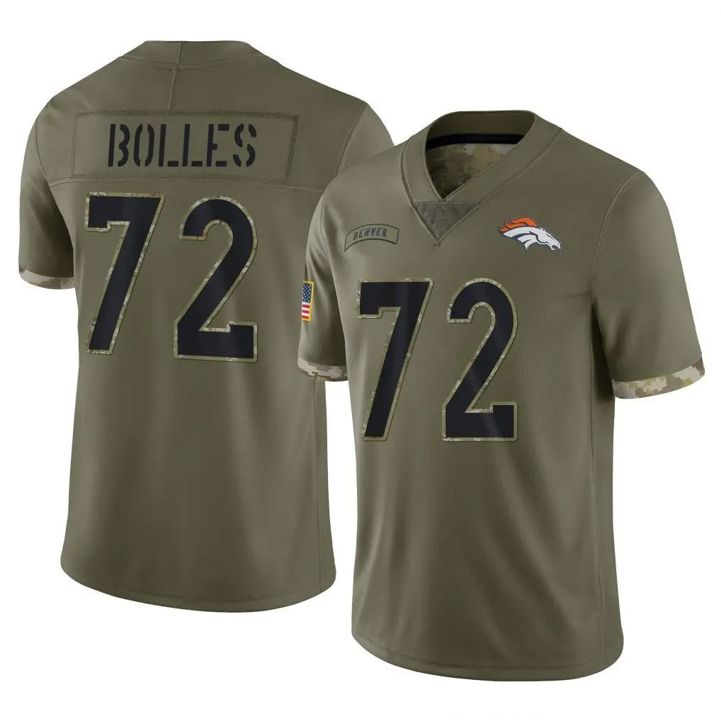 Kdoa D.Broncos #72 Garett Bolles Player Olive Salute To Service Limited Stitched Jerseys
