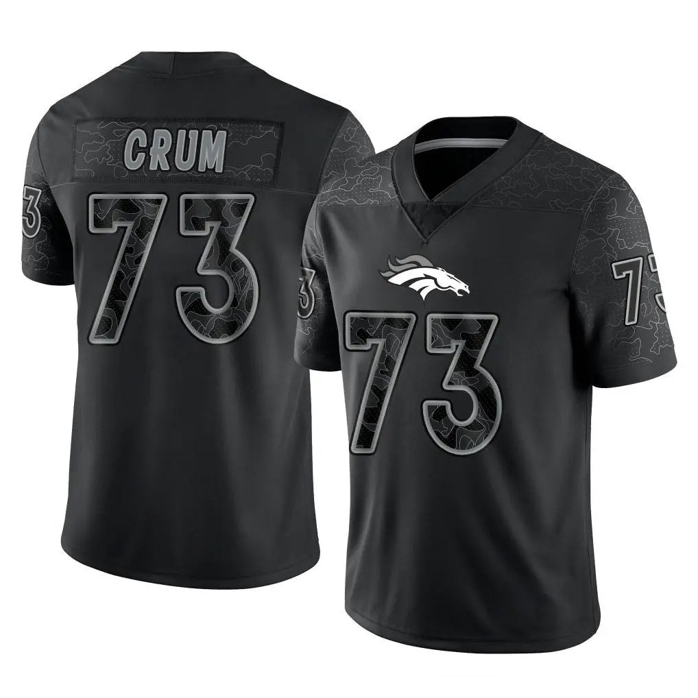 Kdoa D.Broncos #73 Frank Crum Player Black Reflective Limited Stitched Jerseys