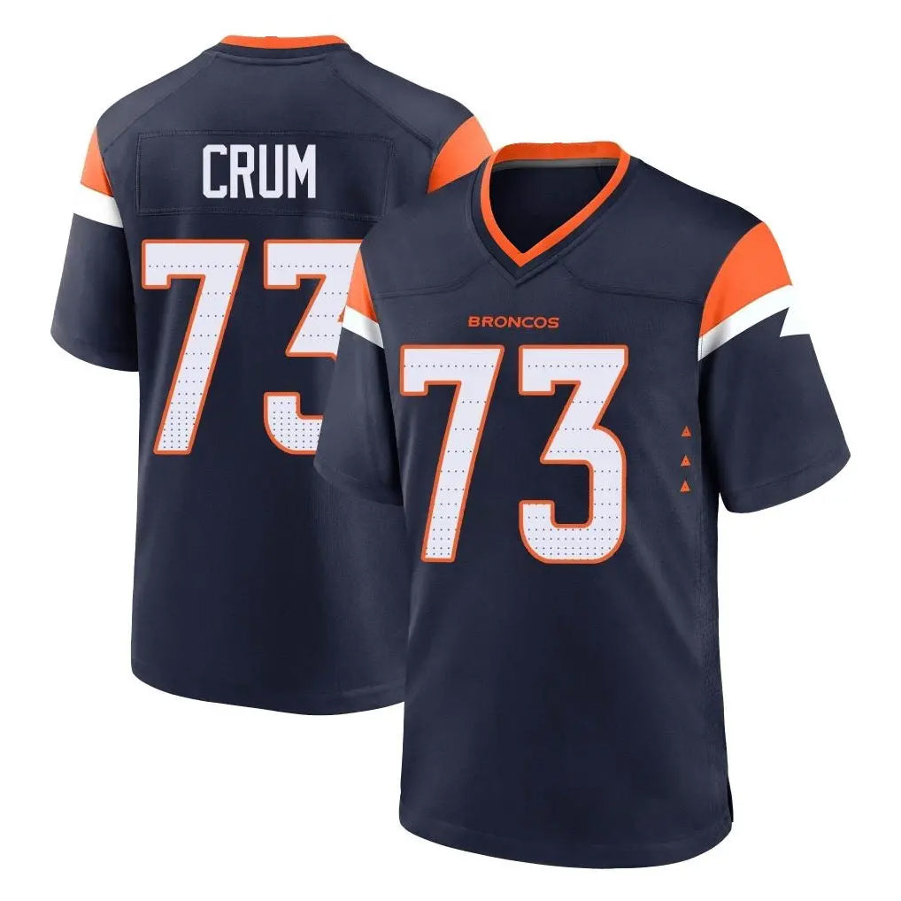 Kdoa D.Broncos #73 Frank Crum Player Navy Home Game Stitched Jerseys