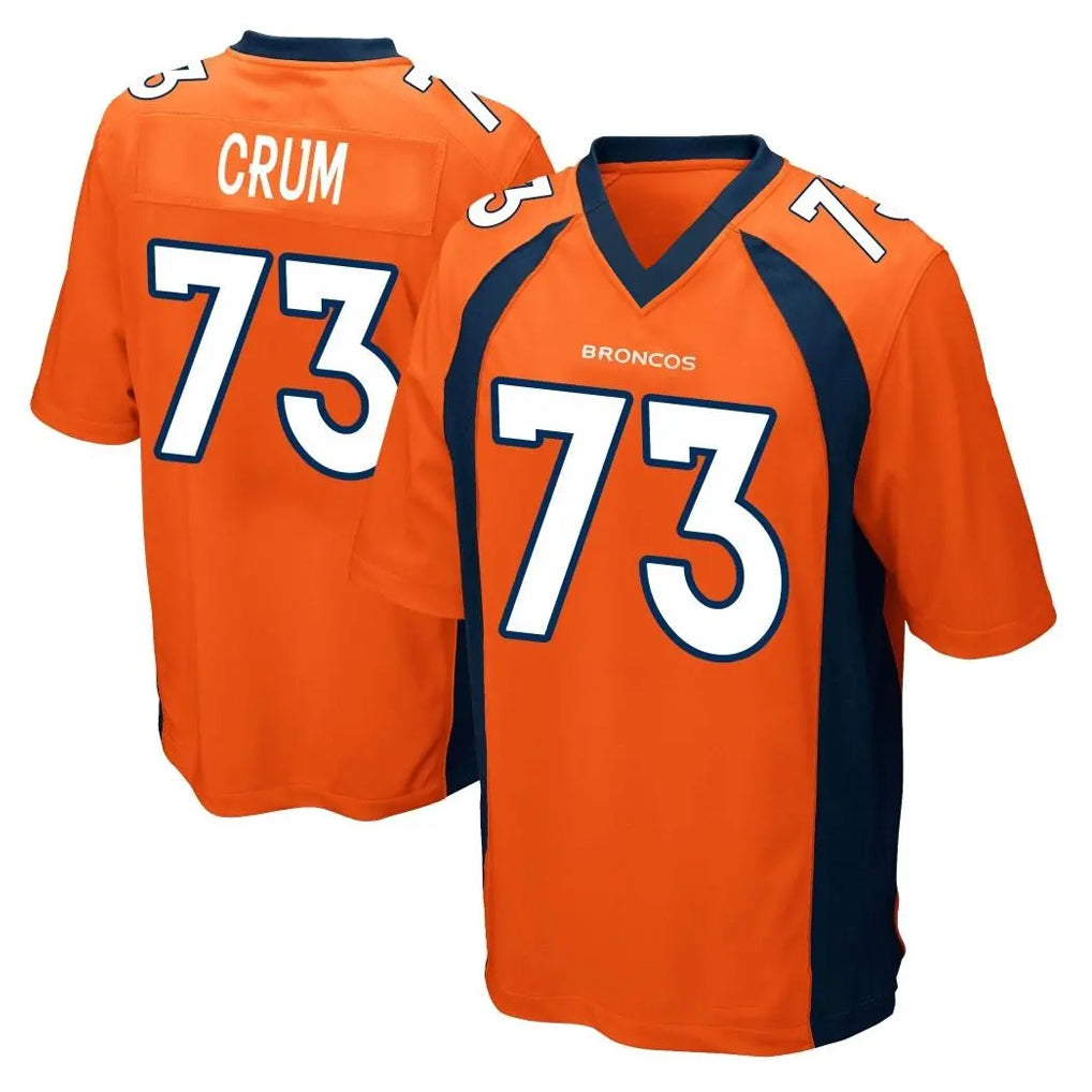 Kdoa D.Broncos #73 Frank Crum Player Orange Color Home Game Stitched Jerseys