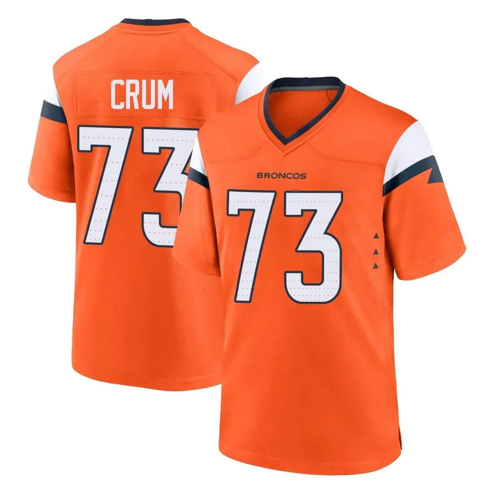 Kdoa D.Broncos #73 Frank Crum Player Orange Home Game Stitched Jerseys