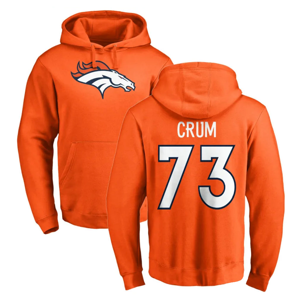 Kdoa D.Broncos #73 Frank Crum Player Orange Pullover Hoodie Limited Stitched Jerseys