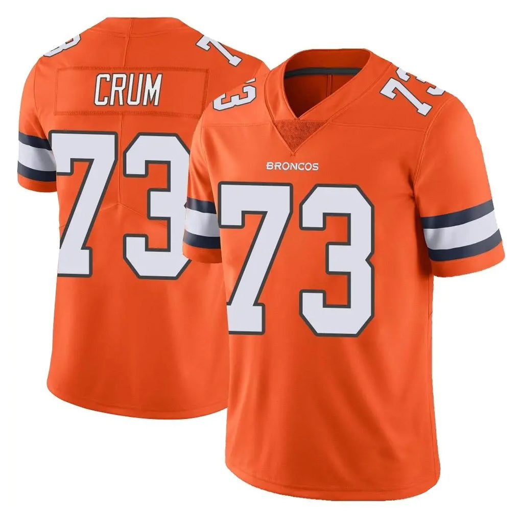 Kdoa D.Broncos #73 Frank Crum Player Orange Vapor Untouchable Limited Home Game Stitched Jerseys