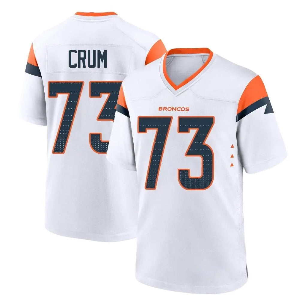 Kdoa D.Broncos #73 Frank Crum Player White Home Game Stitched Jerseys