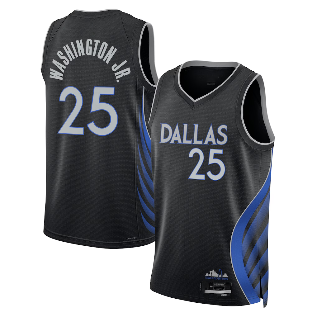 Kdoa D.Mavericks #25 P.J. Washington Jr. Black 2025-2026 City Edition Swingman Stitched Jerseys