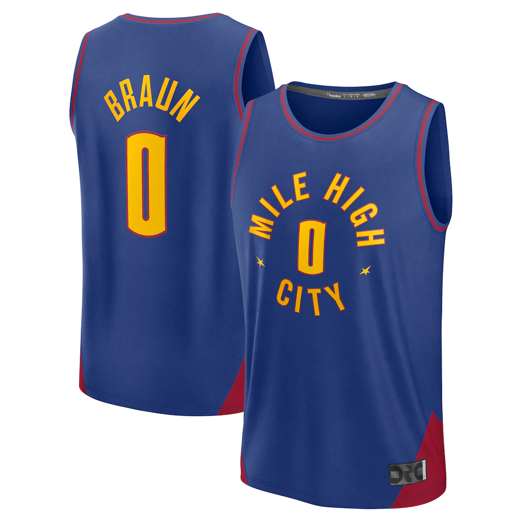 Kdoa D.Nuggets #0 Christian Braun Blue Fast Break Replica Player Jerseys - Statement Edition