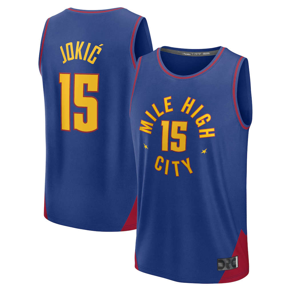 Kdoa D.Nuggets #15 Nikola Jokic  Blue Fast Break Replica Player Jerseys - Statement Edition