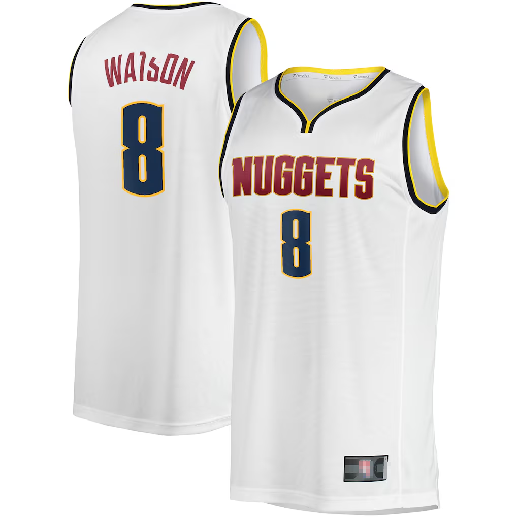 Kdoa D.Nuggets #8 Peyton Watson White Fast Break Player Jerseys - Association Edition