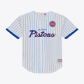 Kdoa D.Pistons Mitchell & Ness White Head Coach Pinstripe Mesh Full-Button Baseball Jerseys