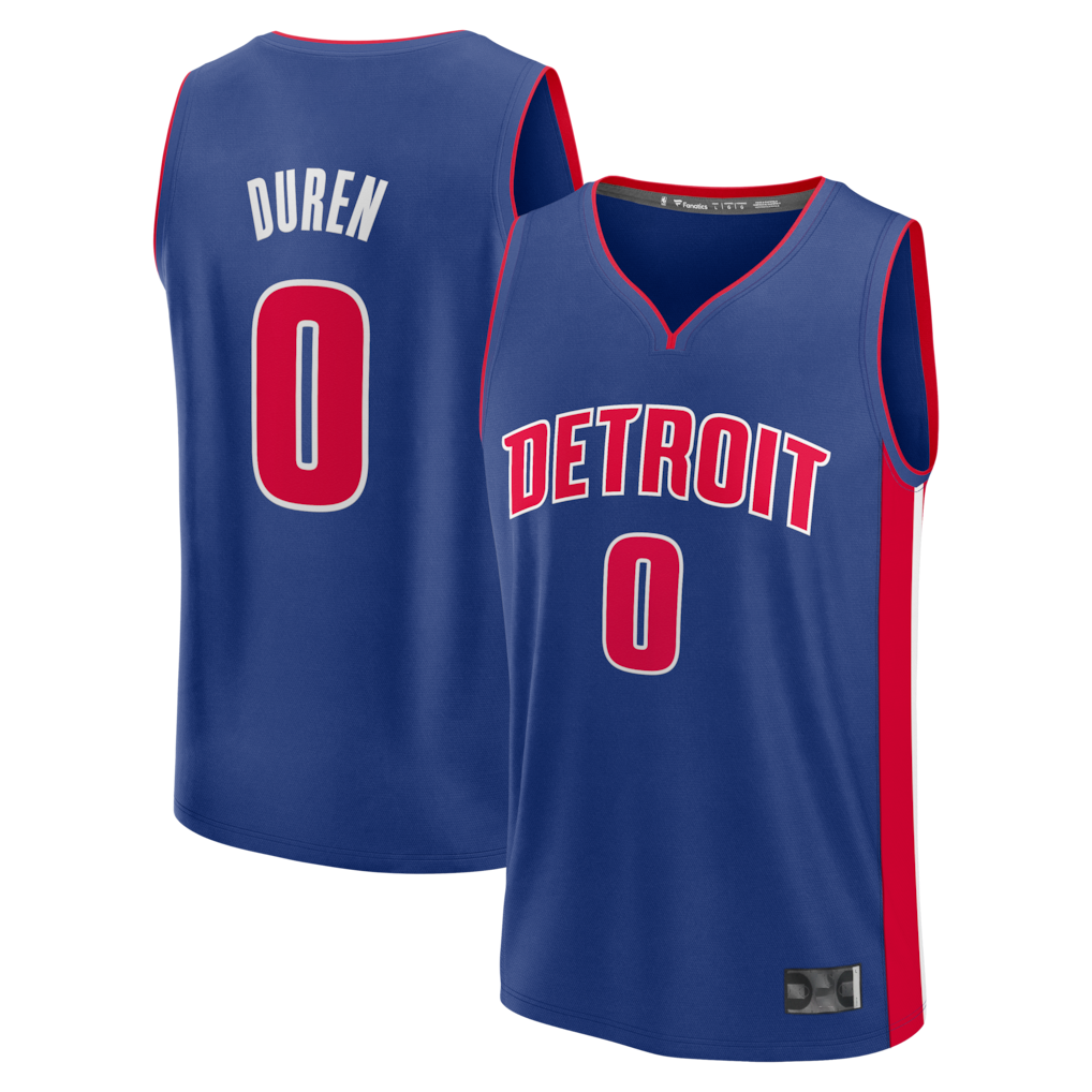 Kdoa D.Pistons #0 Jalen Duren  Blue Fast Break Replica Jerseys - Icon Edition