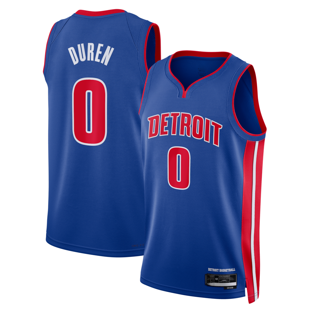 Kdoa D.Pistons #0 Jalen Duren Blue Swingman Jerseys - Icon Edition