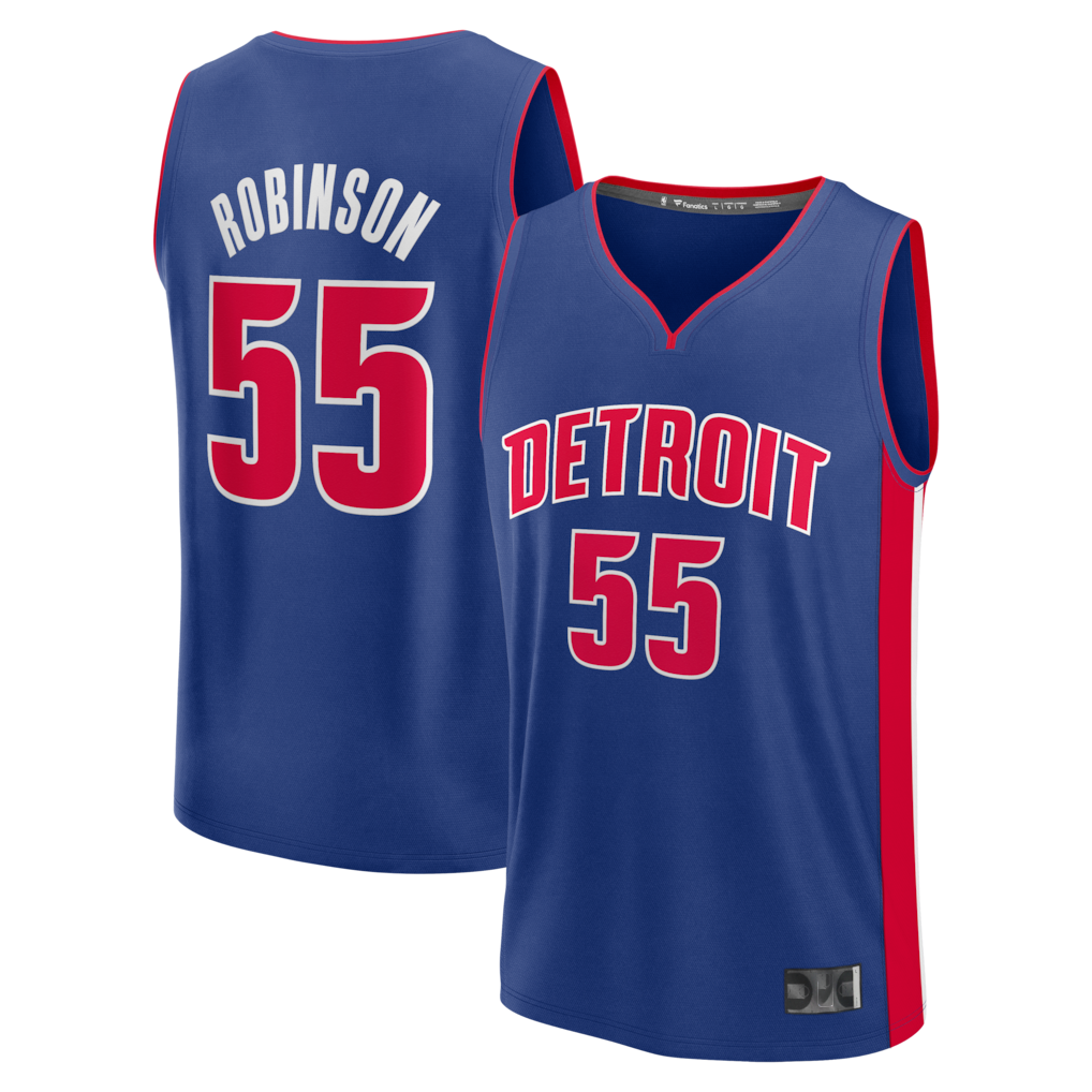 Kdoa D.Pistons #55 Duncan Robinson  Blue Fast Break Jerseys - Icon Edition