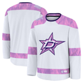 Kdoa D.Stars White 2024 Hockey Fights Cancer Practice Jerseys