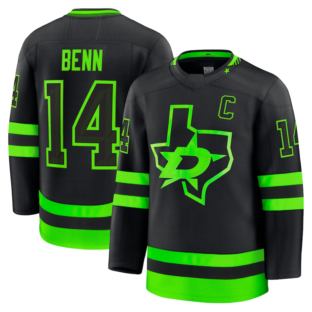 Kdoa D.Stars #14 Jamie Benn Black Alternate Premium Jerseys