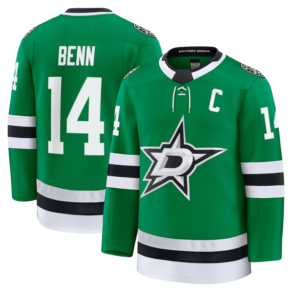 Kdoa D.Stars #14 Jamie Benn Kelly Green Home Premium Jerseys