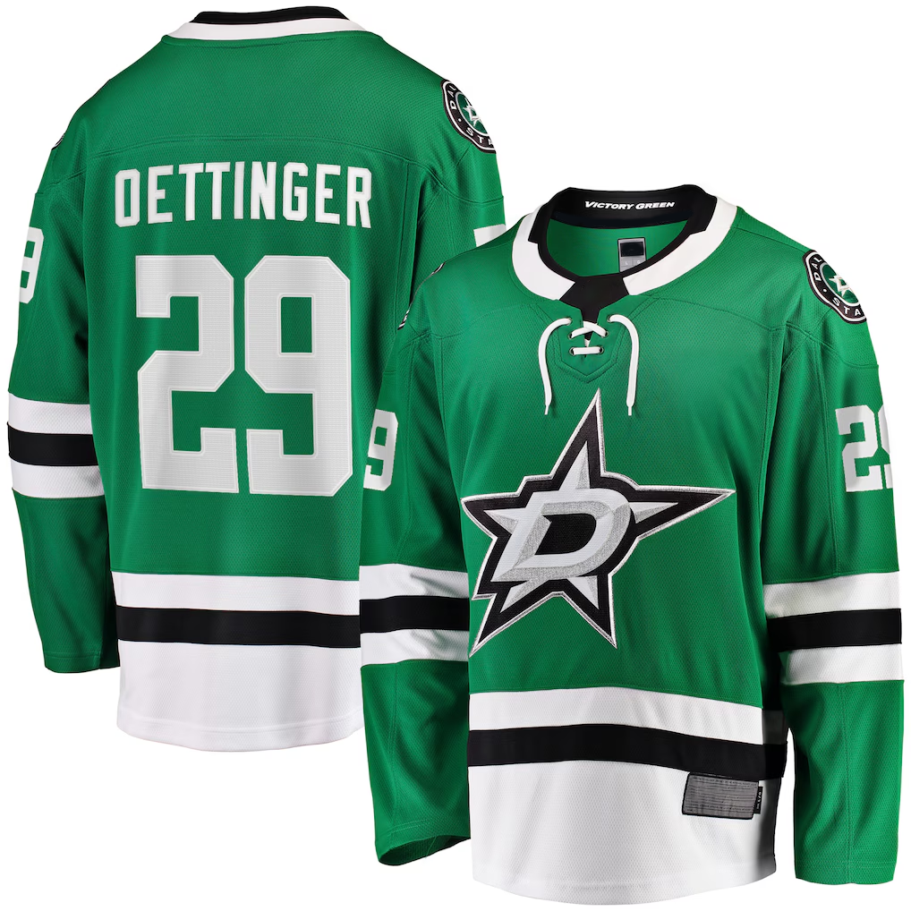 Kdoa D.Stars #29 Jake Oettinger Kelly Green Home Breakaway Player Jerseys
