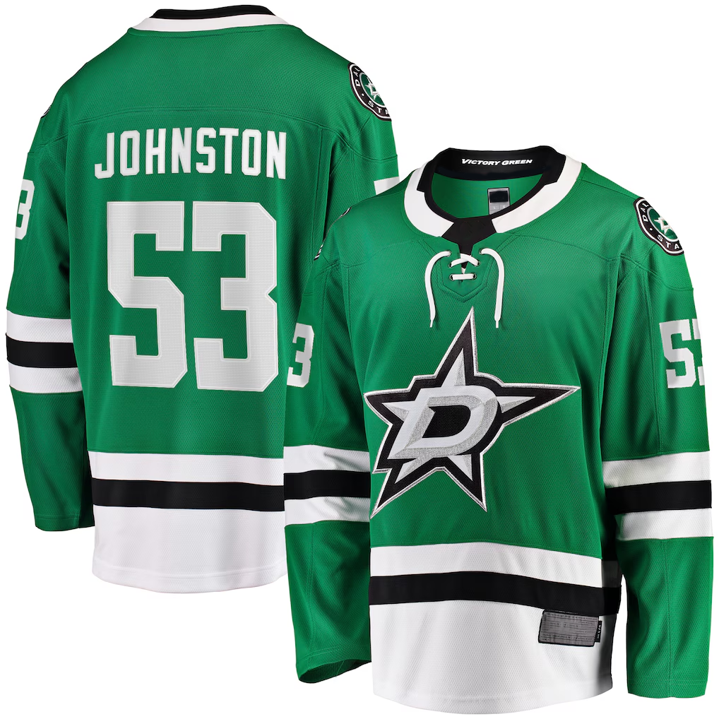 Kdoa D.Stars #53 Wyatt Johnston Kelly Green Home Breakaway Player Jerseys