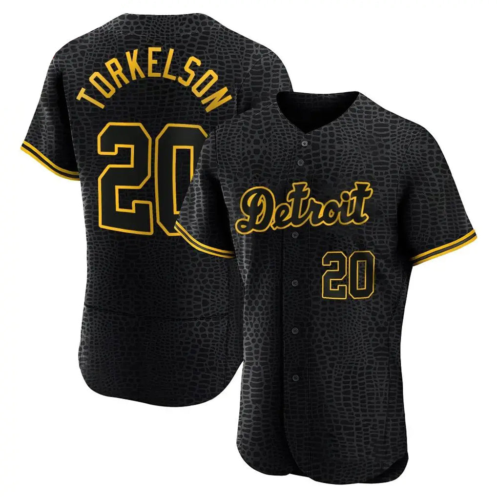Kdoa D.Tigers #20 Spencer Torkelson Player Black Snake Skin City Limited Elite Home Stitched Jerseys