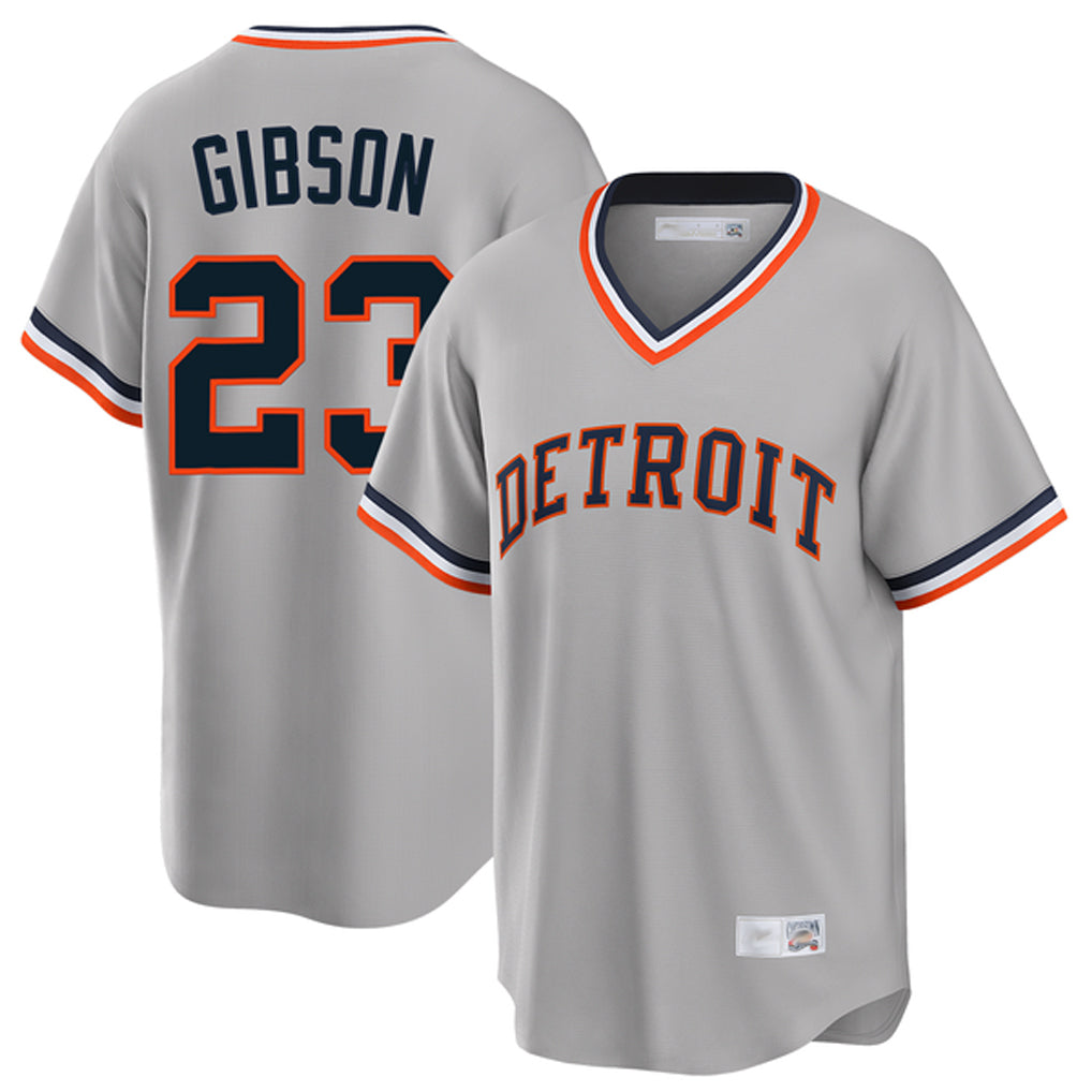 Kdoa D.Tigers #23 Kirk Gibson Player Gray Cooperstown T-shirt Home Game Stitched Jerseys
