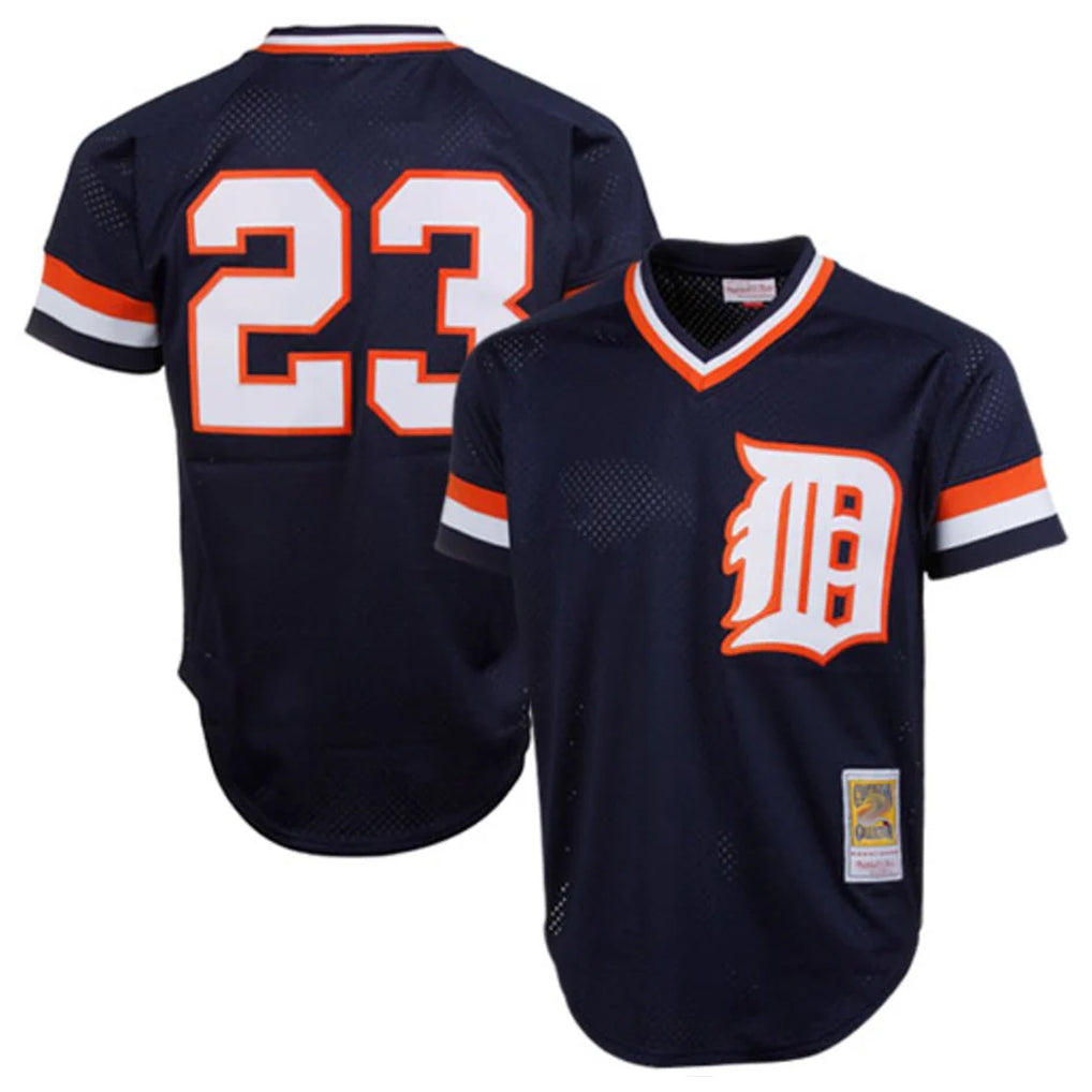 Kdoa D.Tigers #23 Kirk Gibson Player Mitchell & Ness Navy 1984 Mesh Batting Practice  T-shirt Stitched Jerseys