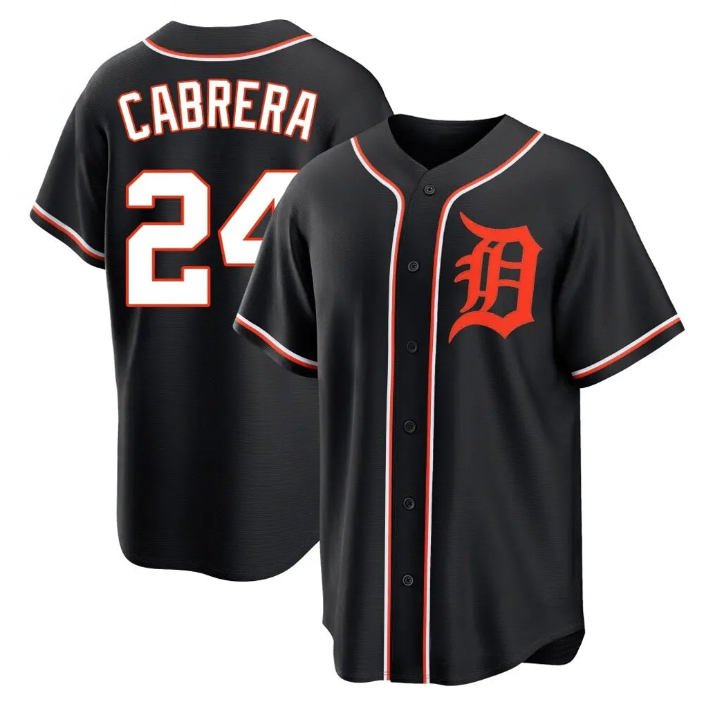 Kdoa D.Tigers #24 Miguel Cabrera Player Black Fashion Out Home Game Stitched Jerseys