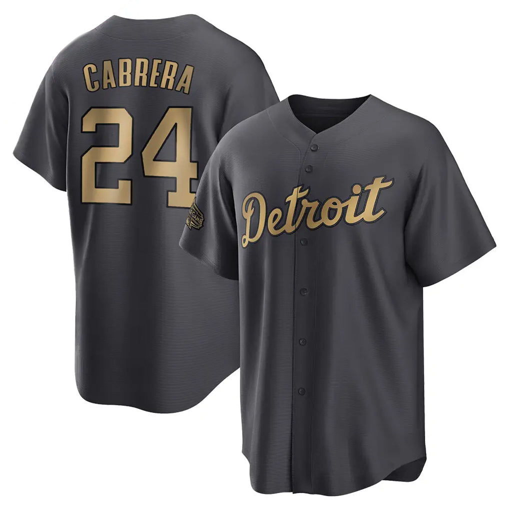 Kdoa D.Tigers #24 Miguel Cabrera Player Charcoal All-Star Home Game Stitched Jerseys