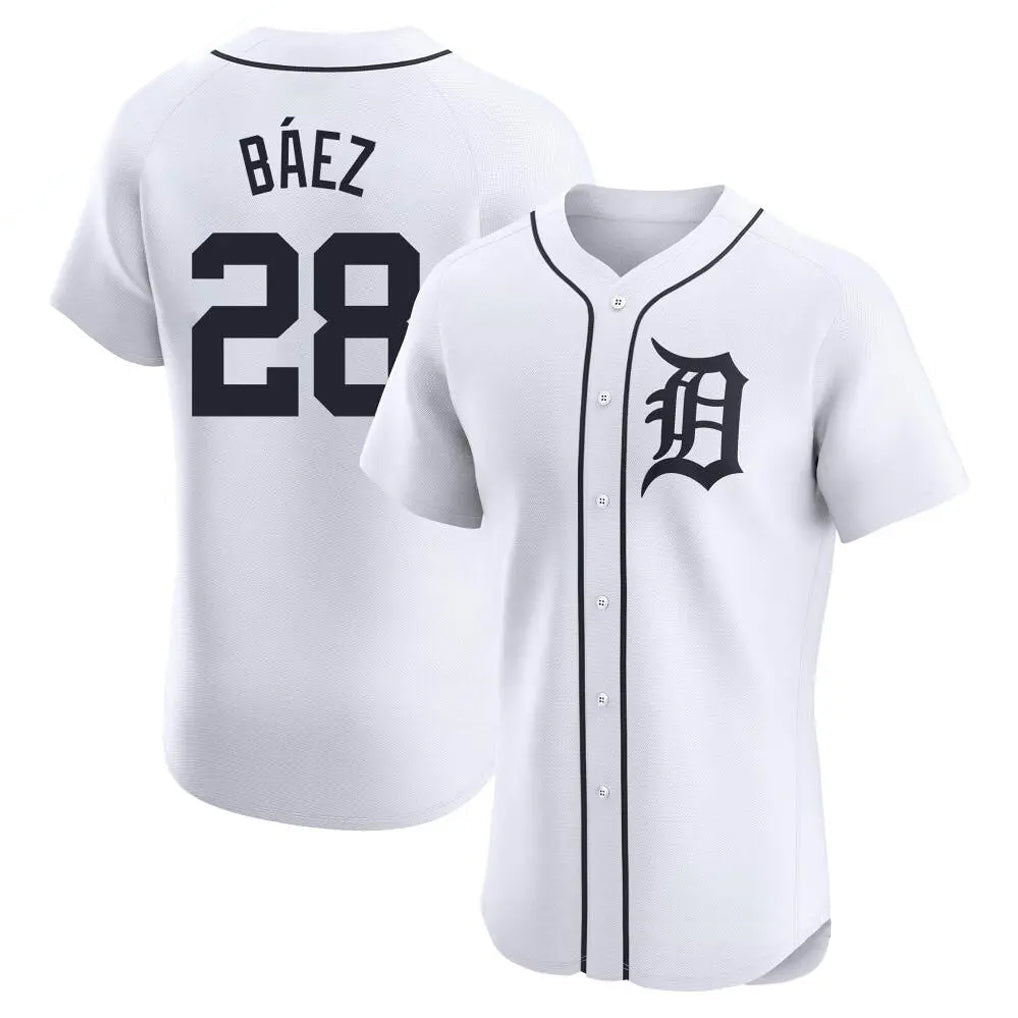 Kdoa D.Tigers #28 Javier B¡§¡éez Player White Limited Elite Home Stitched Jerseys