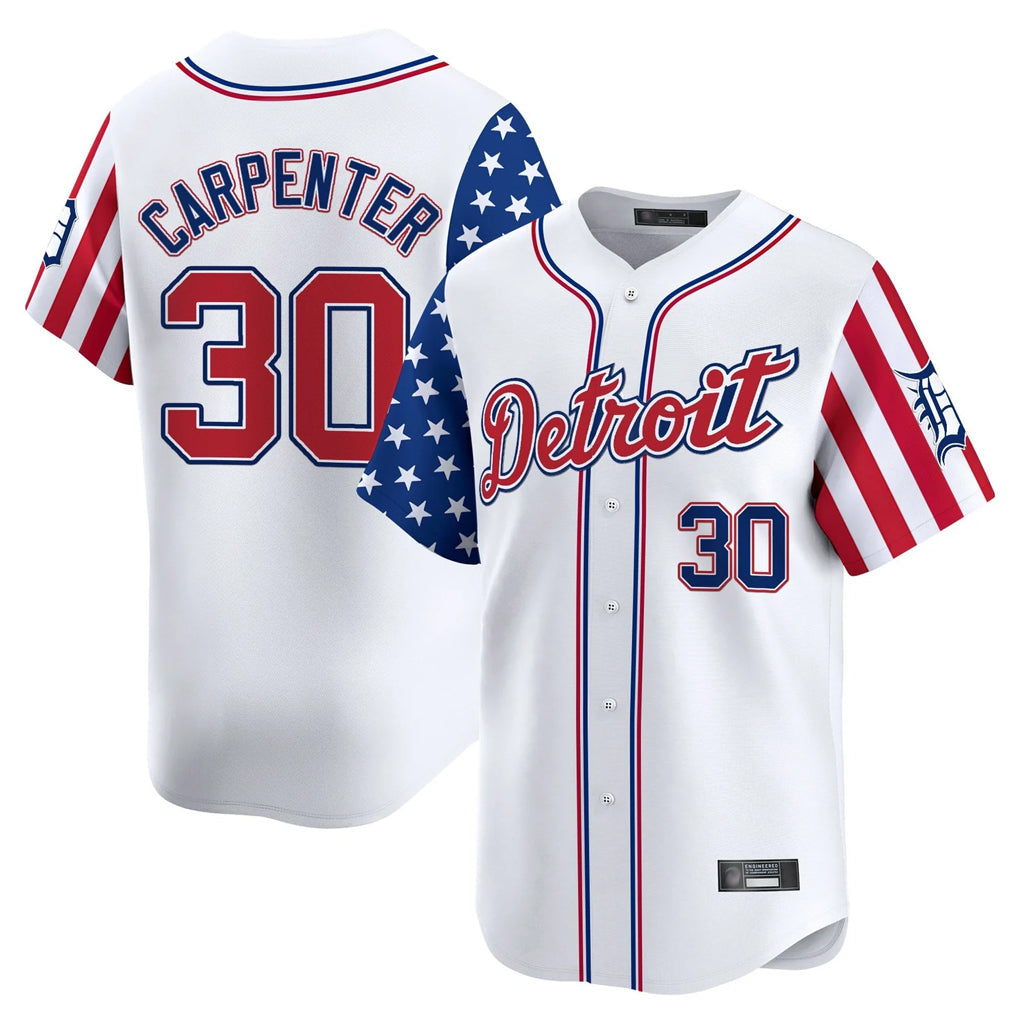 Kdoa D.Tigers #30 Kerry Carpenter Player White Independence Day Vapor Premier Limited Stitched Jerseys